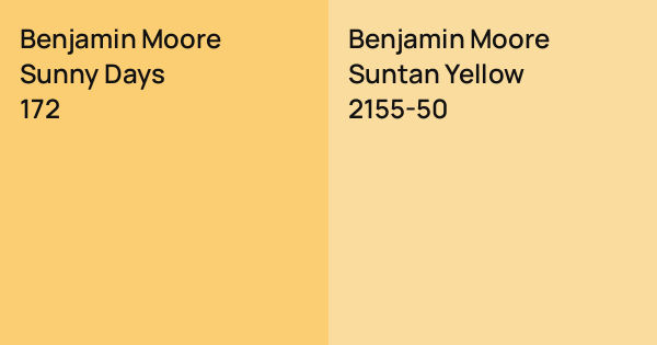 Benjamin Moore Sunny Days vs. Benjamin Moore Suntan Yellow comparison