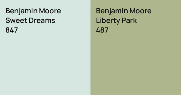 Benjamin Moore Sweet Dreams vs. Benjamin Moore Liberty Park comparison