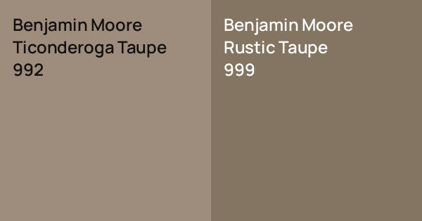 Benjamin Moore Ticonderoga Taupe vs. Benjamin Moore Rustic Taupe comparison