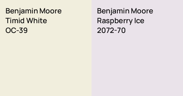 Benjamin Moore Timid White vs. Benjamin Moore Raspberry Ice comparison