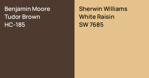 Benjamin Moore Tudor Brown vs. Sherwin Williams White Raisin comparison