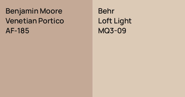Benjamin Moore Venetian Portico vs. Behr Loft Light comparison