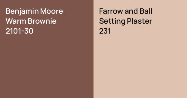 Benjamin Moore Warm Brownie vs. Farrow and Ball Setting Plaster comparison