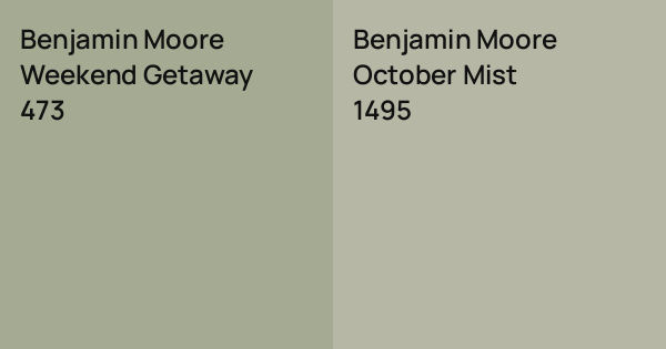 Benjamin Moore Weekend Getaway vs. Benjamin Moore October Mist comparison