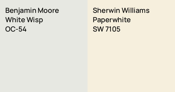 Benjamin Moore White Wisp vs. Sherwin Williams Paperwhite comparison