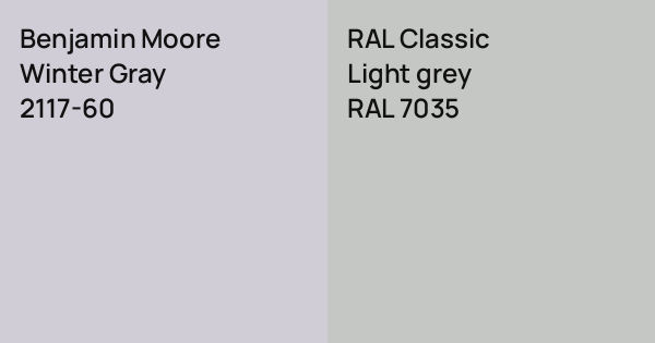 Winter Grey Benjamin Moore Winter Gray vs. RAL Classic Light grey comparison
