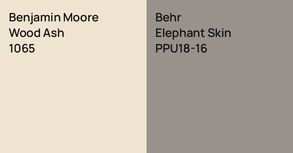 Benjamin Moore Wood Ash vs. Behr Elephant Skin comparison