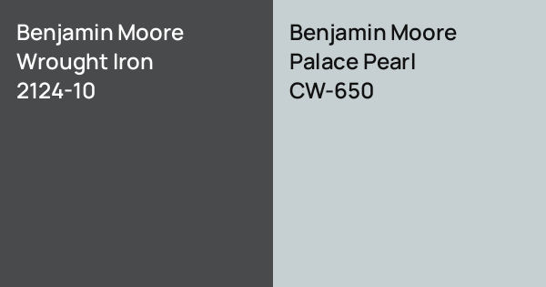 Benjamin Moore Wrought Iron vs. Benjamin Moore Palace Pearl comparison