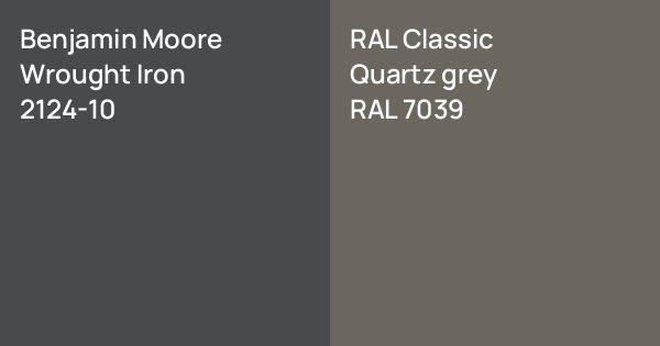 Wrought Color Benjamin Moore Wrought Iron vs. RAL Classic Quartz grey comparison