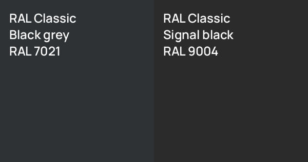 RAL Classic Black grey vs. RAL Classic Signal black comparison