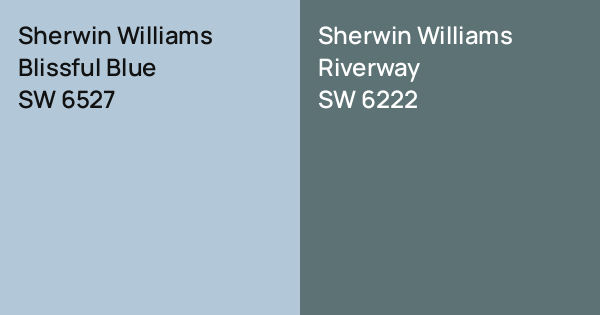 Sw 6527 Sherwin Williams Blissful Blue vs. Sherwin Williams Riverway comparison
