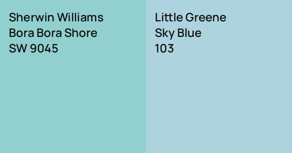 Sherwin Williams Bora Bora Shore vs. Little Greene Sky Blue comparison