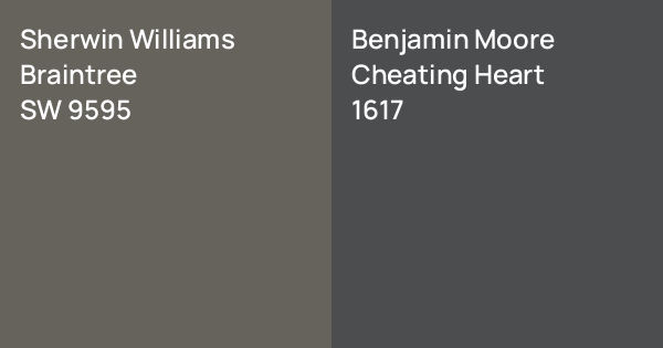 Sherwin Williams Braintree vs. Benjamin Moore Cheating Heart comparison