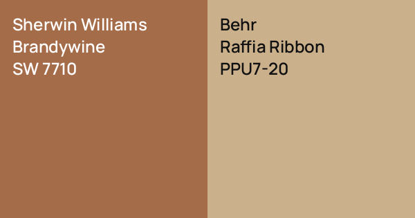 Sherwin Williams Brandywine vs. Behr Raffia Ribbon comparison