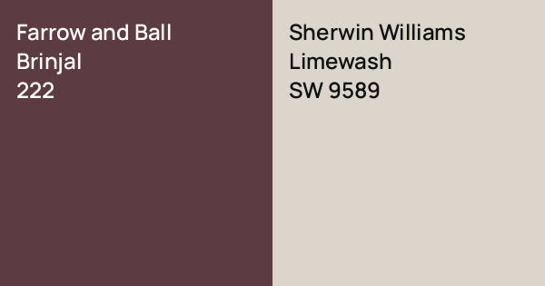 Farrow and Ball Brinjal vs. Sherwin Williams Limewash comparison