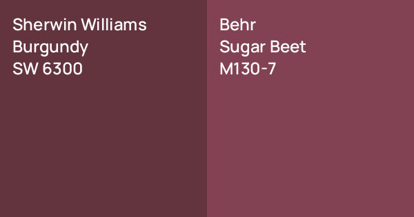 Sherwin Williams Burgundy vs. Behr Sugar Beet comparison