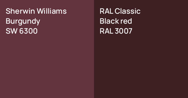 Sherwin Williams Burgundy vs. RAL Classic Black red comparison