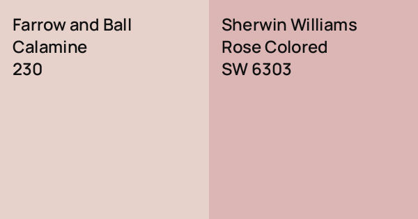 Farrow and Ball Calamine vs. Sherwin Williams Rose Colored comparison