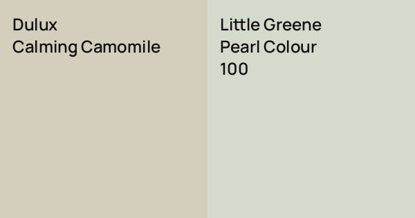 Dulux Calming Camomile vs. Little Greene Pearl Colour comparison