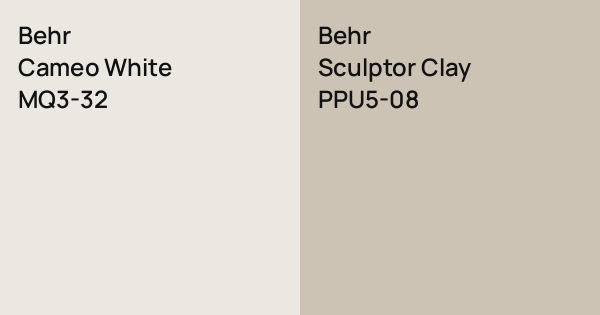 Behr Cameo White vs. Behr Sculptor Clay comparison