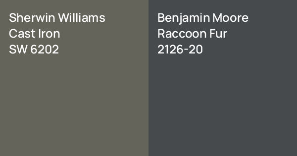 Sw Raccoon Sherwin Williams Cast Iron vs. Benjamin Moore Raccoon Fur comparison