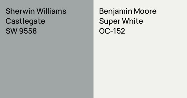 Sherwin Williams Castlegate vs. Benjamin Moore Super White comparison