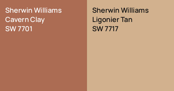 Sherwin Williams Cavern Clay vs. Sherwin Williams Ligonier Tan comparison