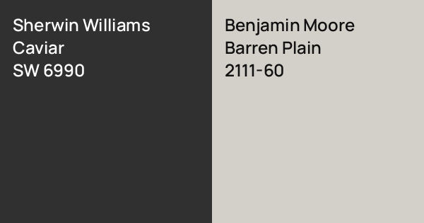 Sherwin Williams Caviar vs. Benjamin Moore Barren Plain comparison