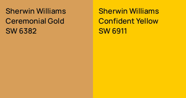 Sherwin Williams Ceremonial Gold vs. Sherwin Williams Confident Yellow ...