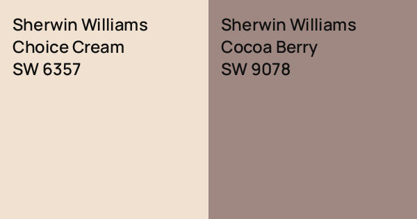 Sherwin Williams Choice Cream vs. Sherwin Williams Cocoa Berry comparison