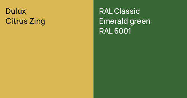 Dulux Citrus Zing vs. RAL Classic Emerald green comparison
