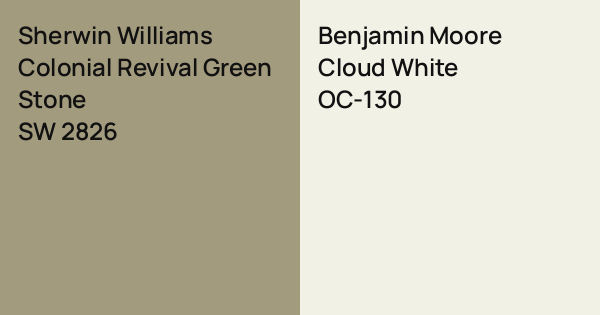 Sherwin Williams Colonial Revival Green Stone vs. Benjamin Moore Cloud ...