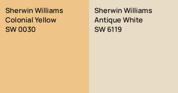 Sw 0030 Sherwin Williams Colonial Yellow vs. Sherwin Williams Antique White ...
