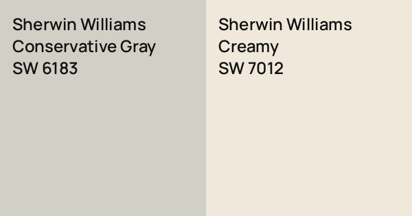 Sherwin Williams Conservative Gray vs. Sherwin Williams Creamy comparison