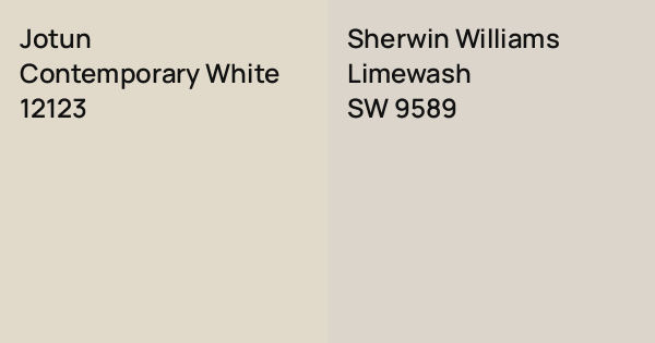 Jotun Contemporary White vs. Sherwin Williams Limewash comparison