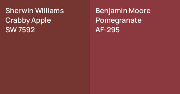 Sherwin Williams Crabby Apple vs. Benjamin Moore Pomegranate comparison