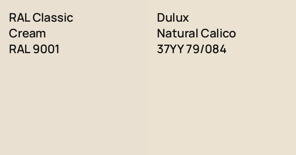 RAL Classic Cream vs. Dulux Natural Calico comparison