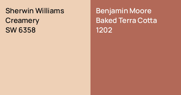 Sherwin Williams Creamery vs. Benjamin Moore Baked Terra Cotta comparison