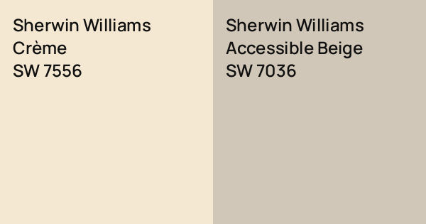 Sherwin Williams Crème vs. Sherwin Williams Accessible Beige comparison