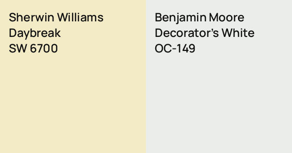 Sherwin Williams Daybreak vs. Benjamin Moore Decorator's White comparison