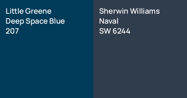 Little Greene Deep Space Blue vs. Sherwin Williams Naval comparison