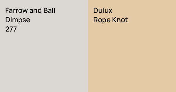 Dimpse Paint Color Farrow and Ball Dimpse vs. Dulux Rope Knot comparison