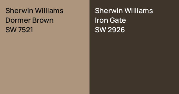 Sherwin Williams Dormer Brown vs. Sherwin Williams Iron Gate comparison