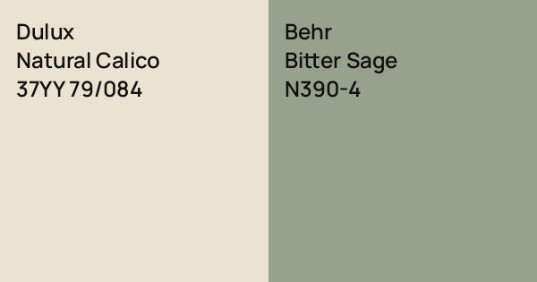 Dulux Natural Calico vs. Behr Bitter Sage comparison