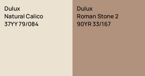 Dulux Natural Calico vs. Dulux Roman Stone 2 comparison
