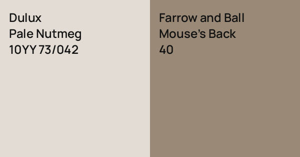 Dulux Pale Nutmeg vs. Farrow and Ball Mouse's Back comparison
