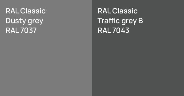RAL Classic Dusty grey vs. RAL Classic Traffic grey B comparison
