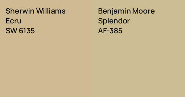 Sherwin Williams Ecru vs. Benjamin Moore Splendor comparison