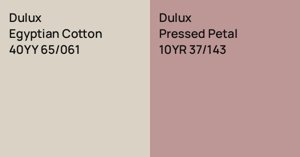 Dulux Egyptian Cotton vs. Dulux Pressed Petal comparison