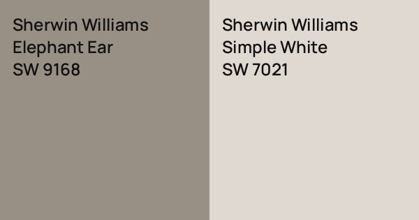 Sherwin Williams Elephant Ear vs. Sherwin Williams Simple White comparison